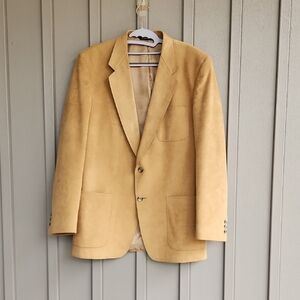 Vintage Elkridge Men's Blazer Jacket Size L Beige Ultra Suede Sports Coat